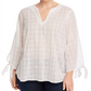 Camisa feminina Michael Kors Plus Cotton com manga amarrada, branca, tamanho 1X