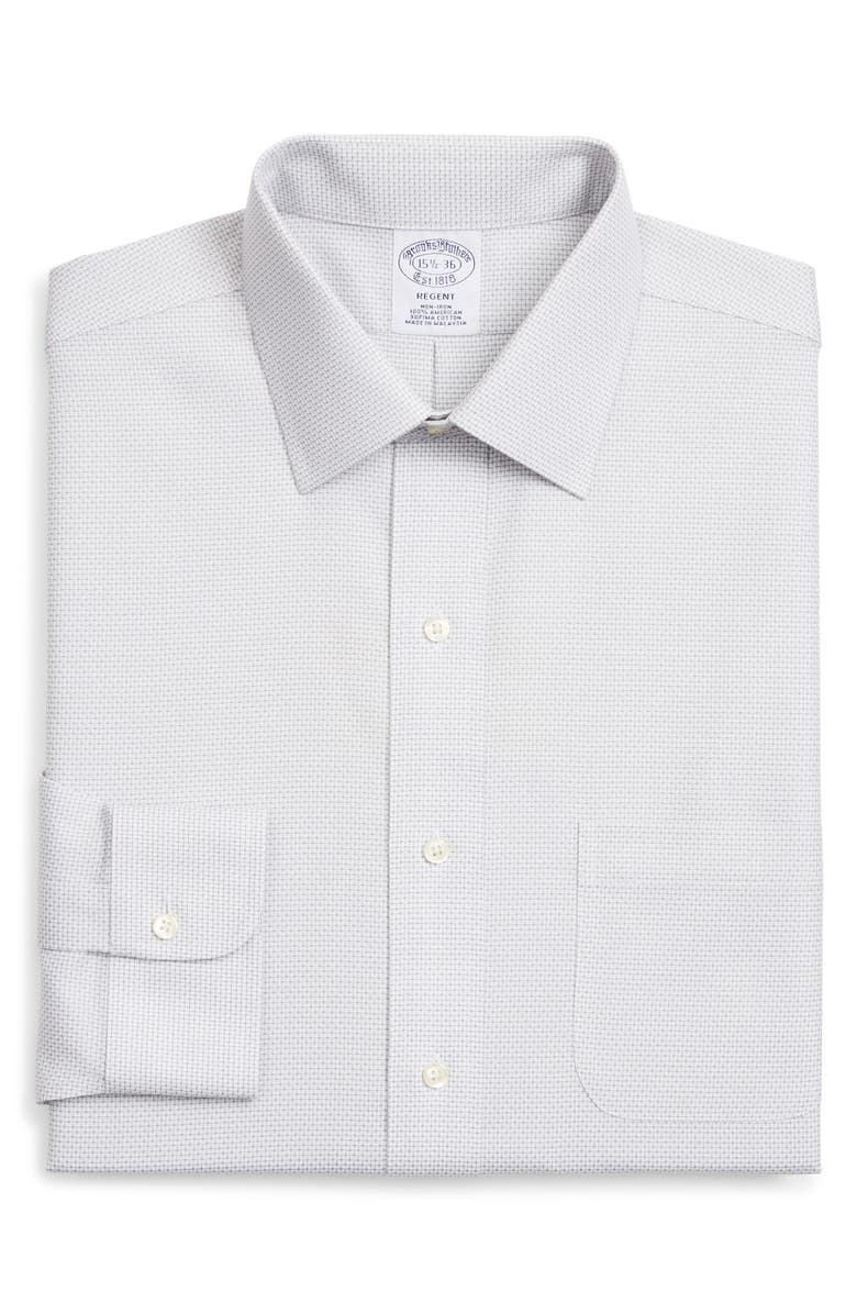 Camisa social masculina Brooks Brothers Regent Slim-Fit sem passar Supima Dobby, azul claro, tamanho 15X34