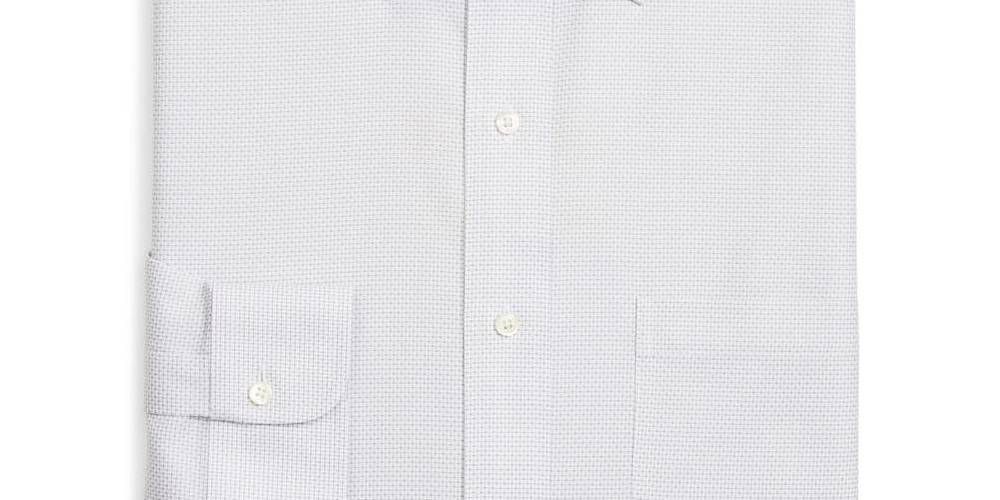 Camisa social masculina Brooks Brothers Regent Slim-Fit sem passar Supima Dobby, azul claro, tamanho 15X34