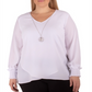 NY Collection Women's Plus Crossover Hem Shirre Top White Size 2X