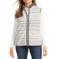 Colete feminino Karen Scott Sport Fairisle com estampa Sherpa e acabamento cinza, tamanho M