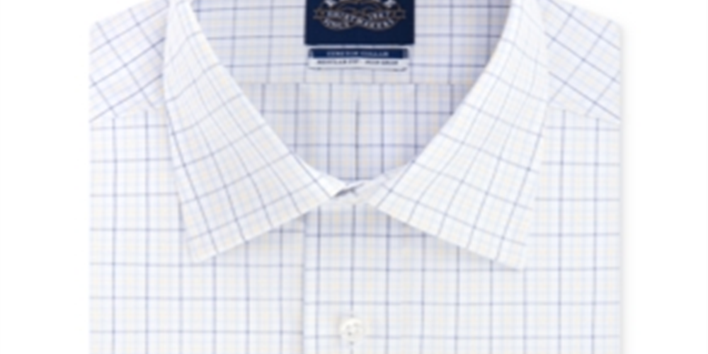 Camisa social xadrez com gola elástica Eagle masculina, amarela, tamanho 18x34-35