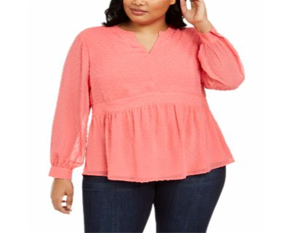 Blusa feminina Charter Club Plus com bolinhas rosa tamanho 3X