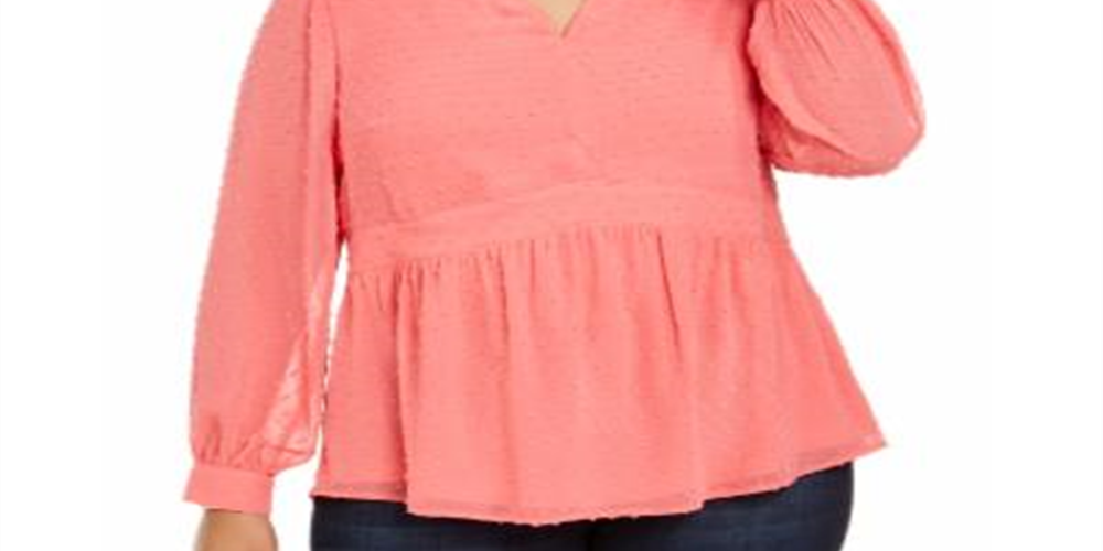 Blusa feminina Charter Club Plus com bolinhas rosa tamanho 3X