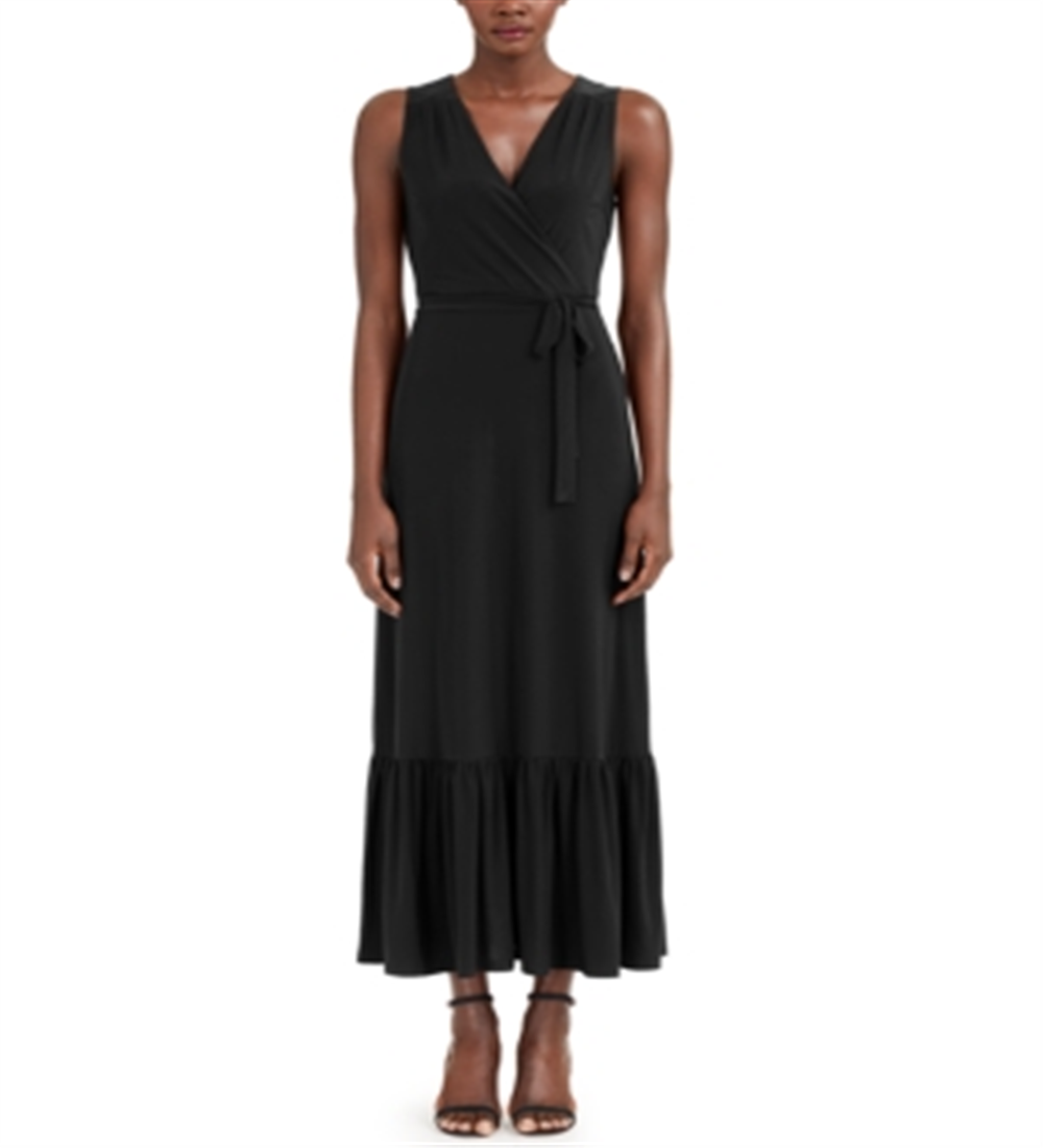 INC International Concepts Vestidos longos femininos plus size estilo envelope preto profundo 0X