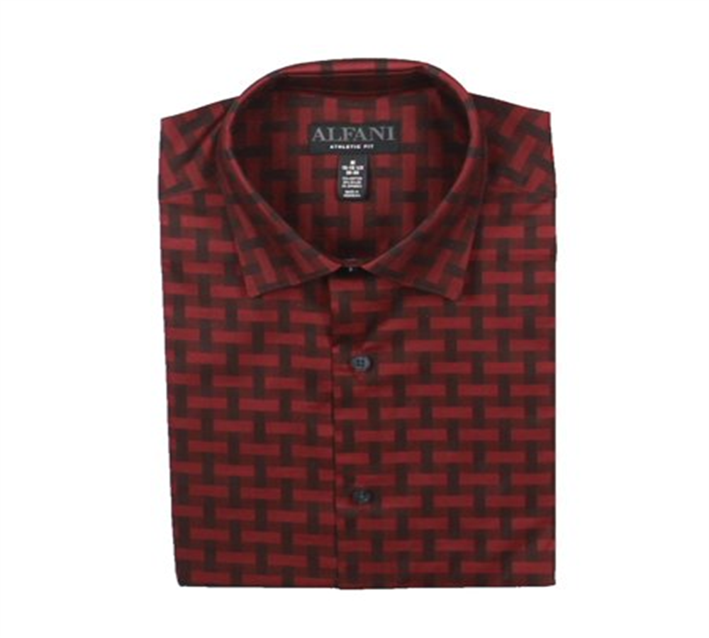Camisa masculina alfani com estampa atlética e botões, vermelha, tamanho M