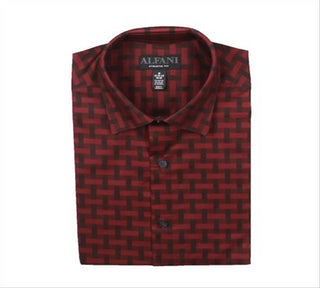 Camisa masculina alfani com estampa atlética e botões, vermelha, tamanho M