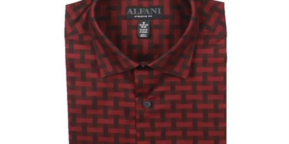 Camisa masculina alfani com estampa atlética e botões, vermelha, tamanho M