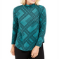 Blusa feminina de gola alta estampada JM Collection, verde, tamanho pequeno P