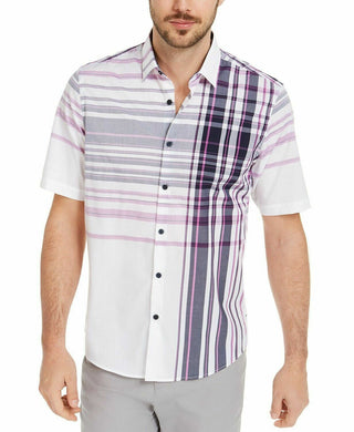 Camisa xadrez masculina Alfani Variada, branca, tamanho P