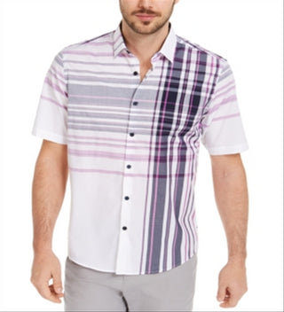 Camisa xadrez masculina Alfani Variada, branca, tamanho P