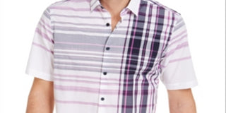 Camisa xadrez masculina Alfani Variada, branca, tamanho P