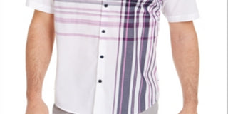 Camisa xadrez masculina Alfani Variada, branca, tamanho P