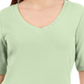 Blusa feminina Karen Scott com decote em V e detalhes em botões, verde, tamanho extragrande