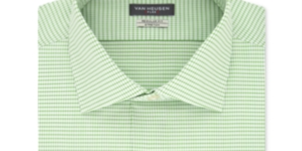 Camisa social masculina Van Heusen Classic/Regular Fit com estampa elástica e flexível, tamanho verde, 15x32-33