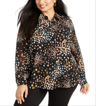 Blusa estampada plus size feminina Alfani preta tamanho 0X