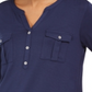 Blusa feminina estilo &amp; co com decote em V e punho mesclado, azul, tamanho pequeno