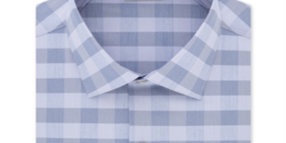 Camisa social masculina Kenneth Cole Reaction Slim Fit Performance Stretch Check Azul Tamanho 32-33