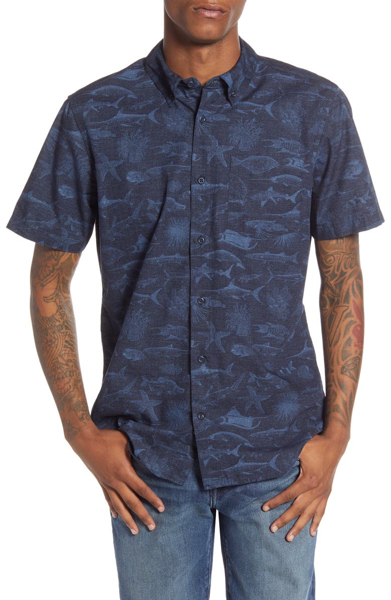Camisa Hurley Gone Fishin' Masculina - Azul Obsidiana Tamanho G