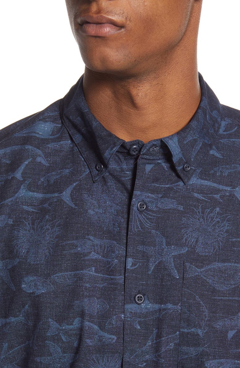 Camisa Hurley Gone Fishin' Masculina - Azul Obsidiana Tamanho G
