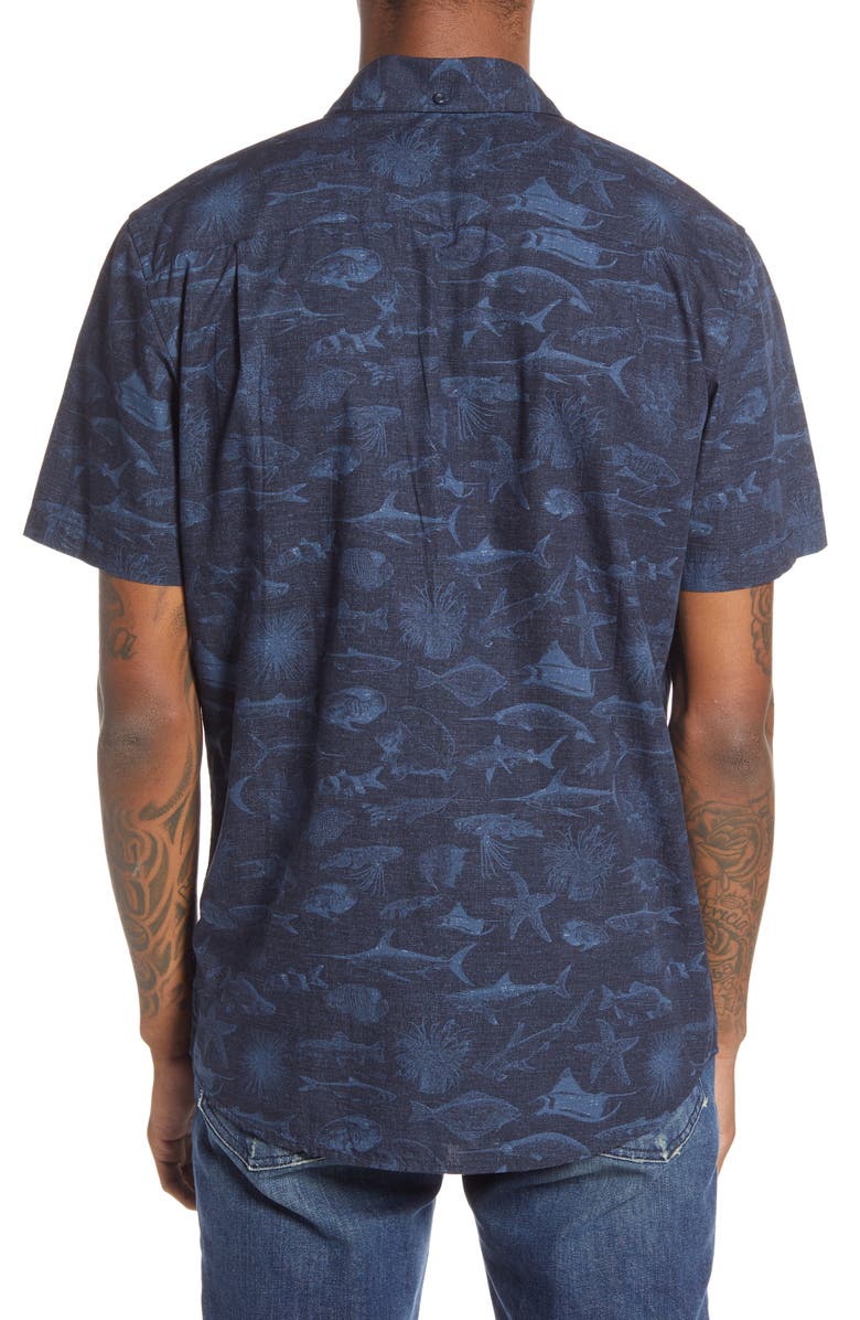 Camisa Hurley Gone Fishin' Masculina - Azul Obsidiana Tamanho G