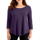 Blusa feminina manga 3/4 JM Collection roxa tamanho XS