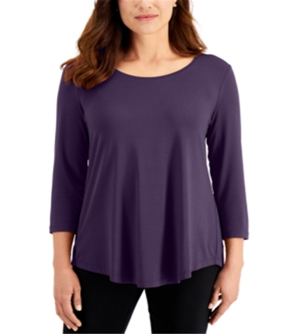 Blusa feminina manga 3/4 JM Collection roxa tamanho XS