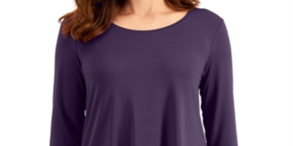 Blusa feminina manga 3/4 JM Collection roxa tamanho XS