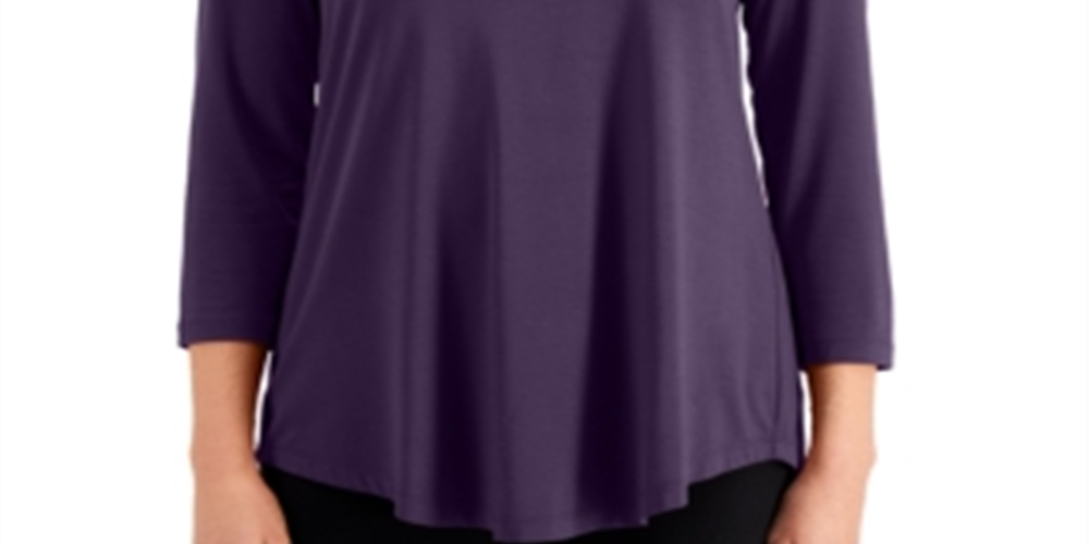 Blusa feminina manga 3/4 JM Collection roxa tamanho XS
