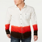 Camisa masculina Benny Linen Blend Ombre com botões, branca, tamanho XS