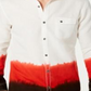 Camisa masculina Benny Linen Blend Ombre com botões, branca, tamanho XS