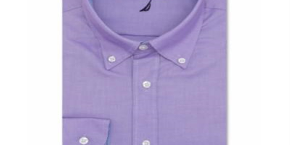 Camisa social masculina Nautica Classic Fit Comfort Stretch, lisa e sem vincos - Roxo claro, tamanho 15,5 x 32-33