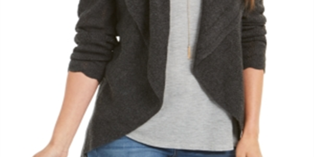 Cardigan feminino estilo &amp; co com gola xale Pointelle, preto, tamanho pequeno GG