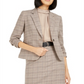 Blazer xadrez feminino Bar III com um botão, marrom, tamanho 0