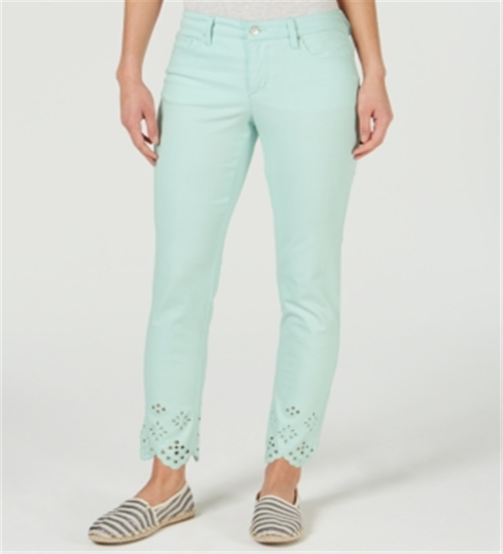 Calça jeans skinny feminina Charter Club Bristol com bainha ilhós, azul, tamanho 18