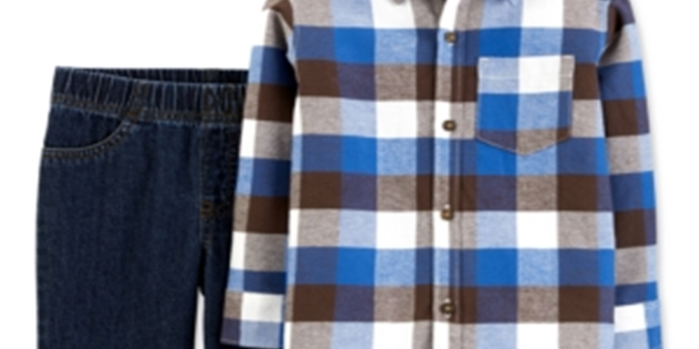 Conjunto de calças Carter's Boy's 2 peças, azul bebê, tamanho 12 meses