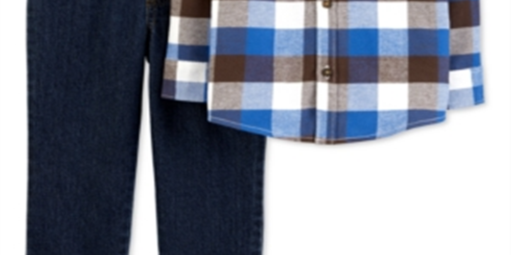 Conjunto de calças Carter's Boy's 2 peças, azul bebê, tamanho 12 meses