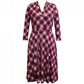 Vestido feminino xadrez com decote em V, tamanho médio, vermelho, Charter Club