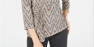 Top feminino com estampa e amarração lateral, coleção NY, bege, tamanho pequeno XS