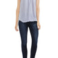 Blusa feminina Vince Camuto sem mangas com decote em V e babados - Roxa, tamanho P