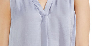 Blusa feminina Vince Camuto sem mangas com decote em V e babados - Roxa, tamanho P