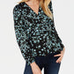 Blusa envolvente estampada feminina INC International Concepts, preta, tamanho pequeno médio