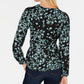 Blusa envolvente estampada feminina INC International Concepts, preta, tamanho pequeno médio
