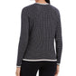 Cardigan feminino Charter Club Petite com acabamento metálico e padrão de grade, preto, tamanho Petite S