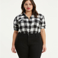 Blusa xadrez Levi's Plus Hi Low feminina preta tamanho 3X