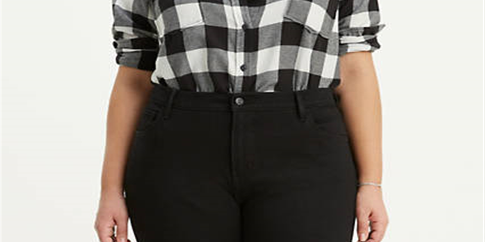 Blusa xadrez Levi's Plus Hi Low feminina preta tamanho 3X