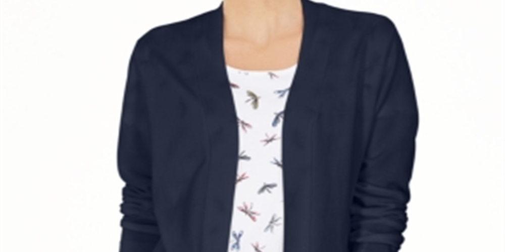 Karen Scott Cardigan Feminino Aberto na Frente Azul Tamanho P
