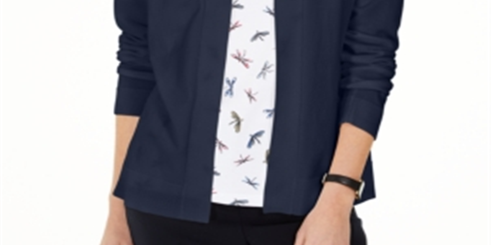 Karen Scott Cardigan Feminino Aberto na Frente Azul Tamanho P