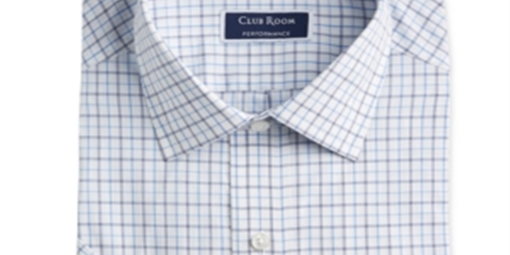 Camisa masculina Club Room com botões xadrez estampada azul tamanho 18 P/P