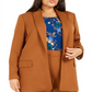 Calvin Klein Blazer longo feminino plus size com lapela entalhada marrom tamanho 14W
